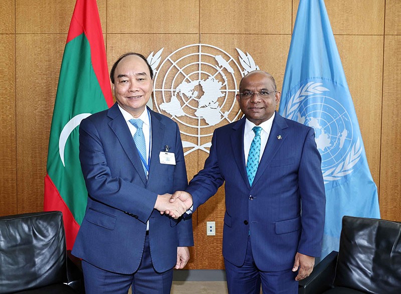 Chủ tịch nước Nguyễn Xuân Phúc hội kiến Chủ tịch Đại hội đồng và Tổng Thư ký Liên hợp quốc