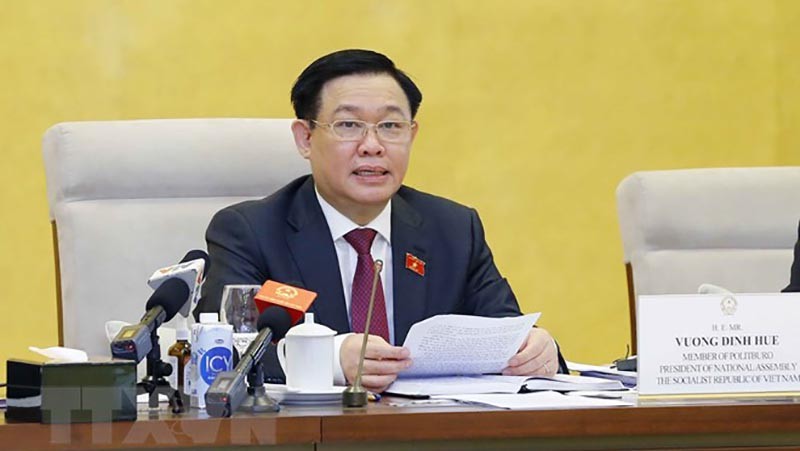 Chủ tịch Quốc hội Vương Đình Huệ phát biểu. (_Nguồn:TTXVN)