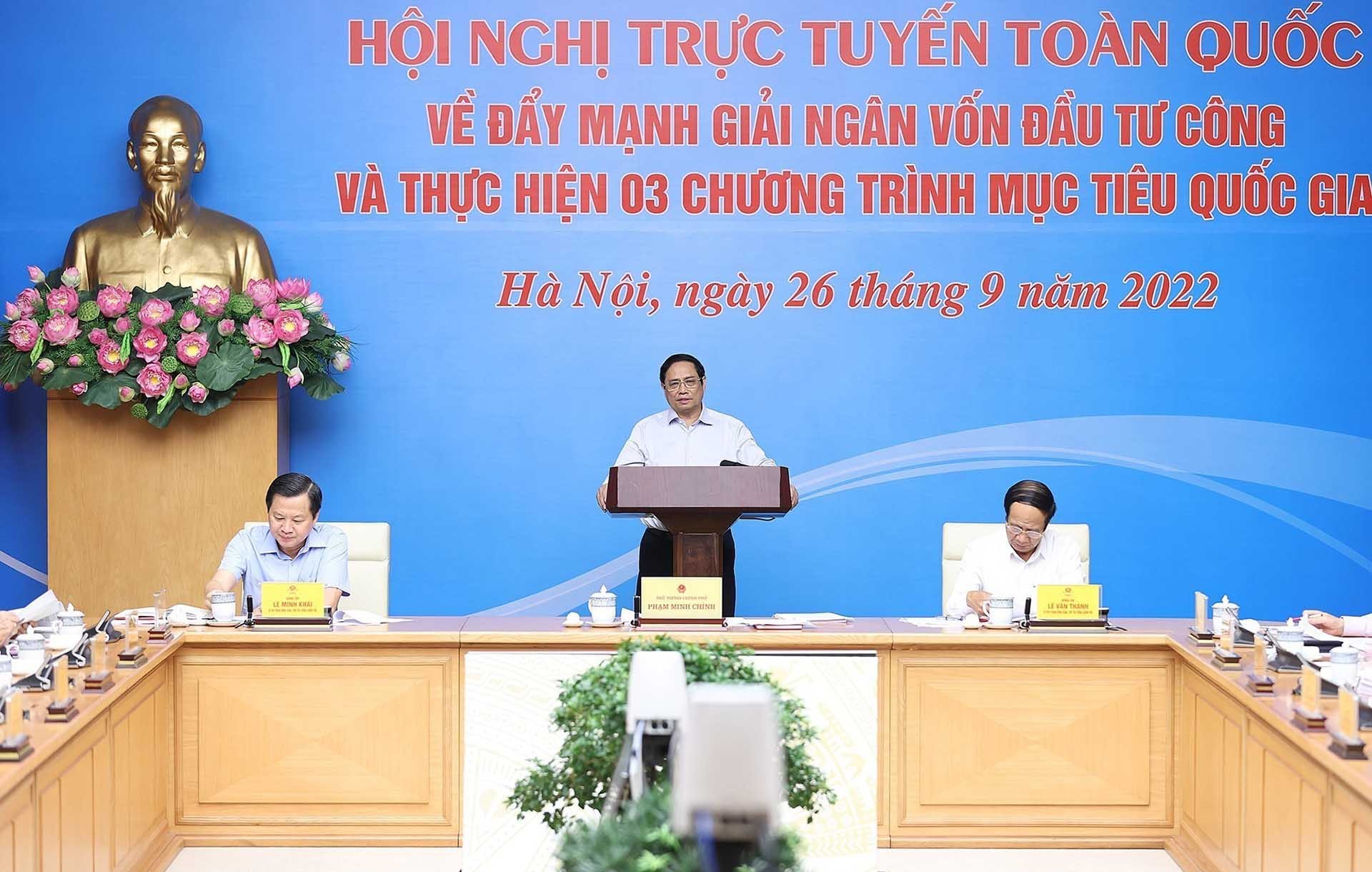 Thủ tướng Phạm Minh Chính chủ trì hội nghị. (Nguồn: TTXVN) Thủ tướng Phạm Minh Chính chủ trì hội nghị. (Nguồn: TTXVN)
