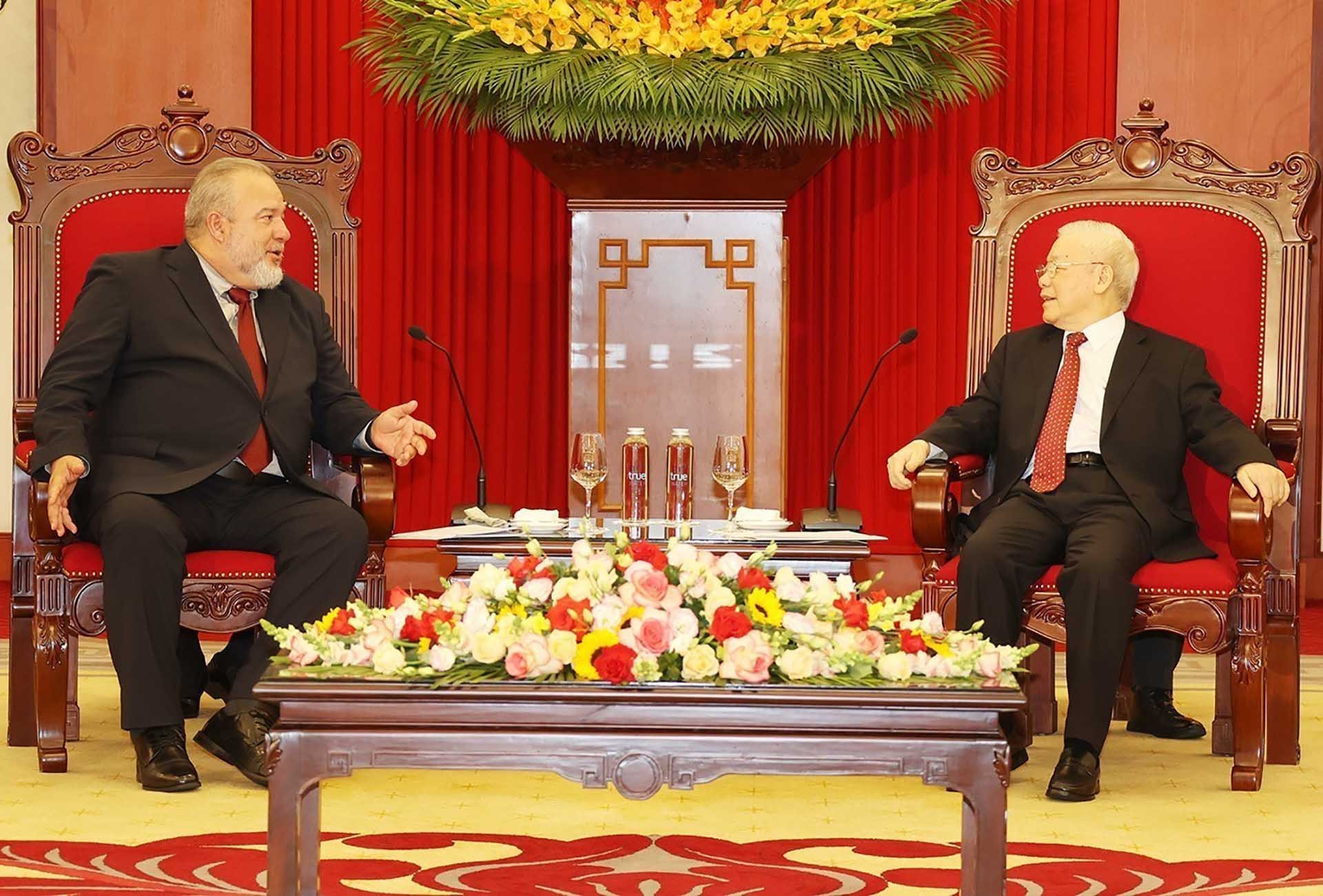 Tổng Bí thư Nguyễn Phú Trọng tiếp Thủ tướng Cuba Manuel Marrero Cruz. (Nguồn: TTXVN) Tổng Bí thư Nguyễn Phú Trọng tiếp Thủ tướng Cuba Manuel Marrero Cruz. (Nguồn: TTXVN)