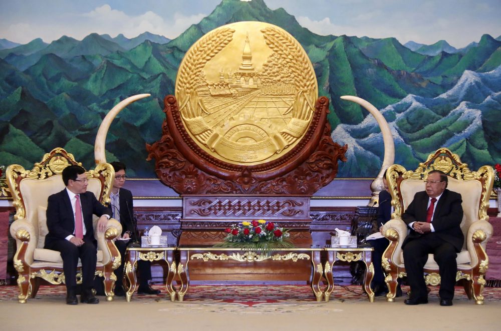 Phó Thủ tướng, Bộ trưởng Ngoại giao Phạm Bình Minh đã đến chào Tổng Bí thư, Chủ tịch nước Lào Bounnhang Vorachith