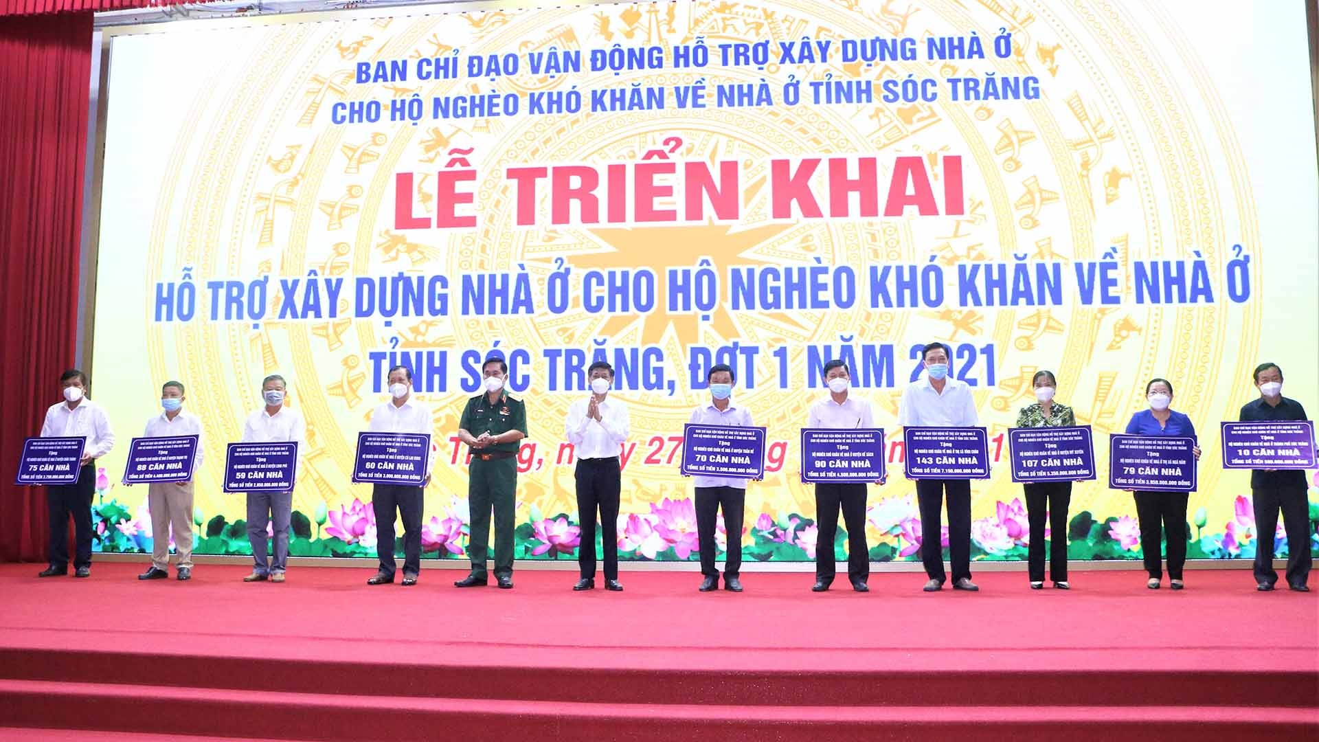 Lễ triển khai xây dựng nhà ở cho hộ nghèo khó khăn về nhà ở tỉnh Sóc Trăng đợt  năm 2021. (Ảnh: Văn Long-Chiến Khu)