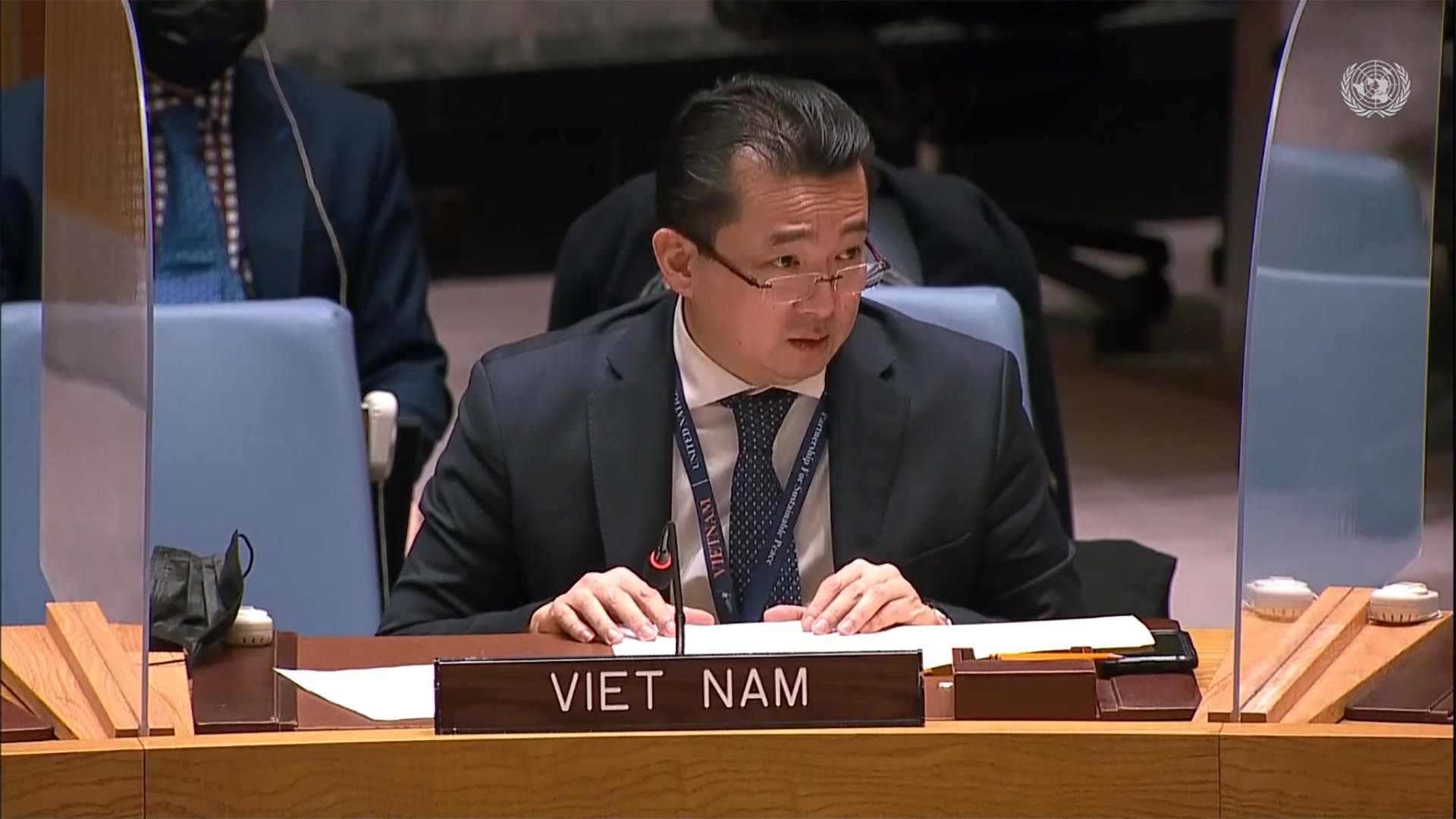Đại sứ Phạm Hải Anh, Đại biện lâm thời Việt Nam tại LHQ phát biểu tại cuộc họp.