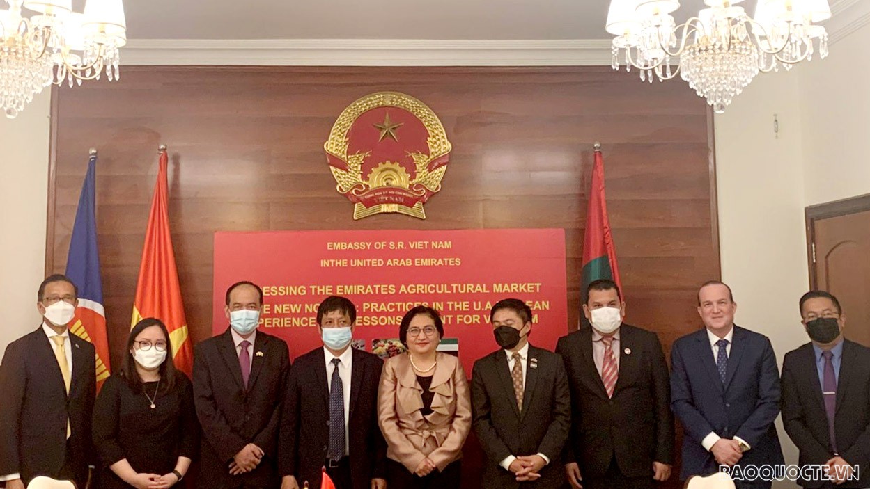 Hội thảo có sự tham dự trực tiếp của Đại sứ các nước ASEAN tại UAE, đại diện một số tổ chức kinh tế của UAE, doanh nghiệp UAE hợp tác với Việt Nam.