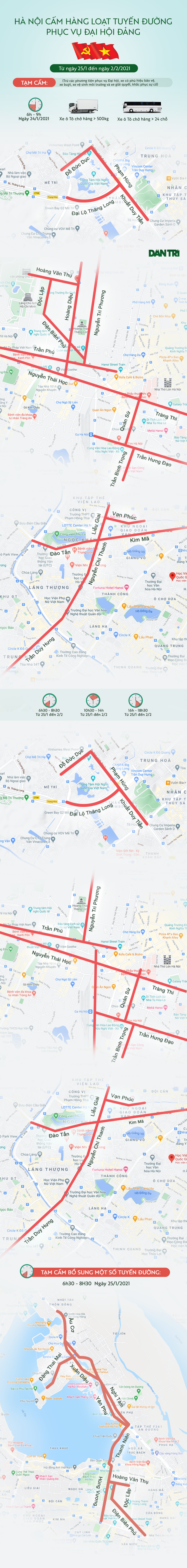 Hà Nội cấm những tuyến đường nào trong dịp Đại hội Đảng lần thứ XIII?