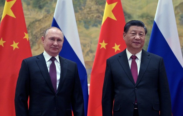 Tổng thống Nga Vladimir Putin (trái) gặp Chủ tịch Trung Quốc Tập Cận Bình vào tháng 2-2022 ở Bắc Kinh. (Nguồn: AFP) Tổng thống Nga Vladimir Putin (trái) gặp Chủ tịch Trung Quốc Tập Cận Bình vào tháng 2-2022 ở Bắc Kinh. (Nguồn: AFP)