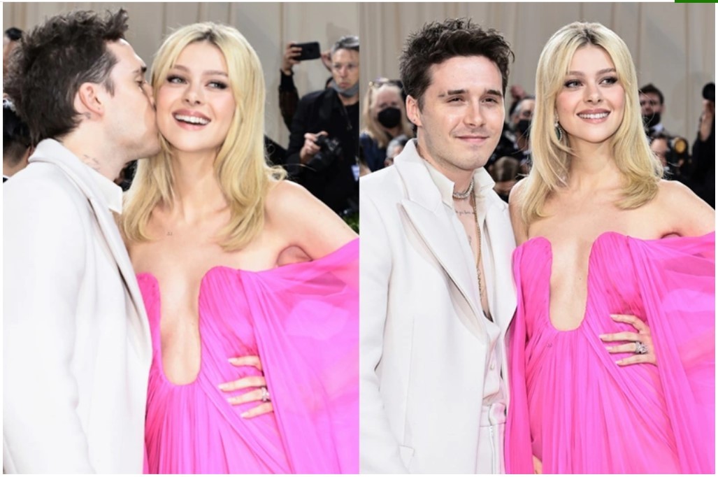 Brooklyn Beckham tình tứ hôn con gái tỷ phú trên thảm đỏ Met Gala. (Nguồn: Dân trí) Brooklyn Beckham tình tứ hôn con gái tỷ phú trên thảm đỏ Met Gala. (Nguồn: Dân trí)