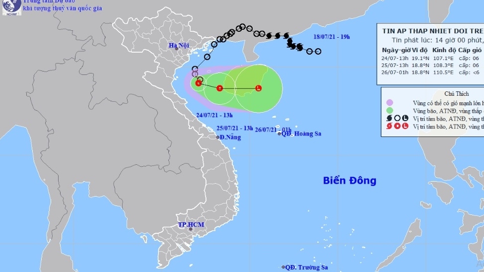 Dự báo thời tiết hôm nay: Trung Bộ mưa lớn do hoàn lưu áp thấp nhiệt đới, mưa to đến hết 25/7