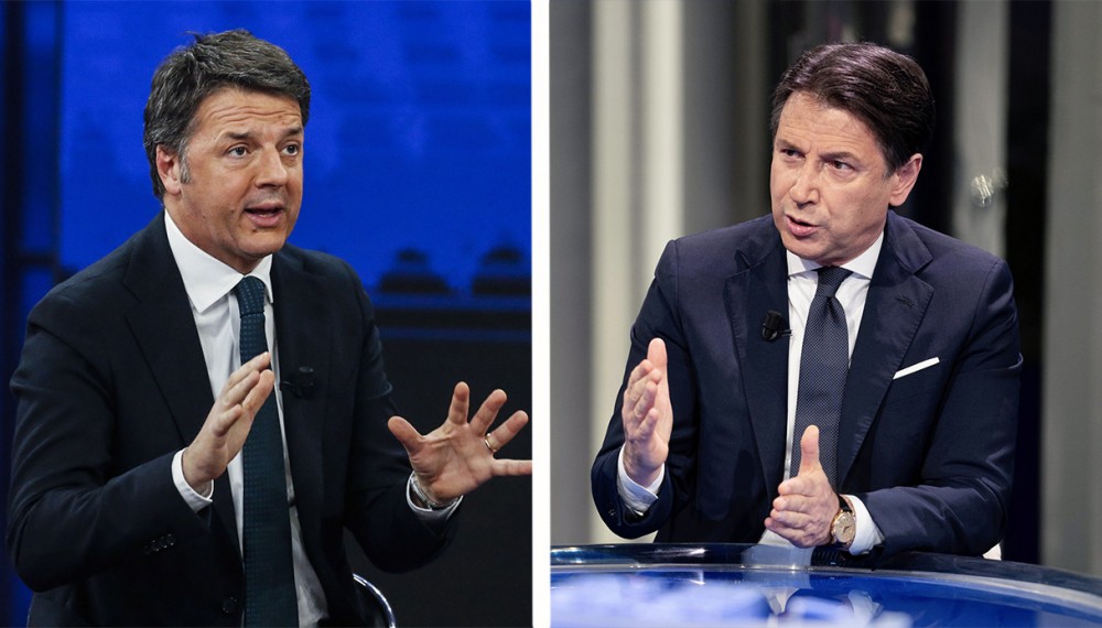 Cựu Thủ tướng Italy Giuseppe Conte và người tiền nhiệm Matteo Renzi. (Nguồn: Global News) Cựu Thủ tướng Italy Giuseppe Conte và người tiền nhiệm Matteo Renzi. (Nguồn: Global News)