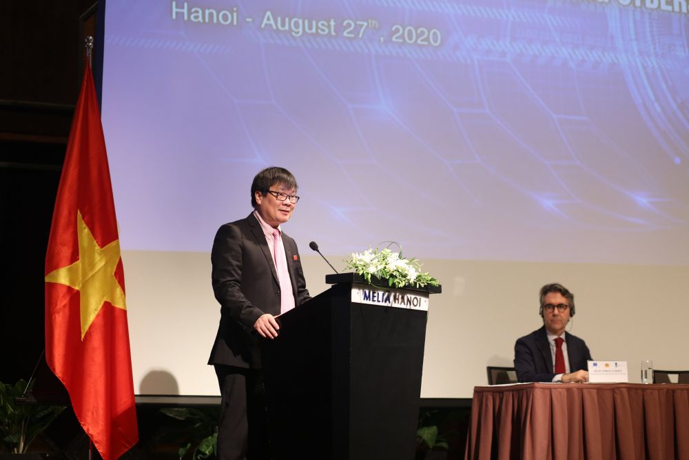 Cục trưởng Cục Đối ngoại Bộ Công an, Thiếu tướng Nguyễn Thành Sơn tại Hội thảo. (Ảnh: Thu Trang) 0218-z2046328017076-91ed3f4f1f25cd3192a2747ff6e30472