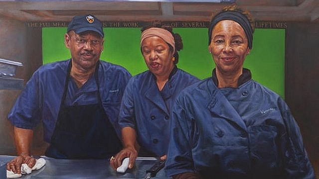 my dai hoc danh tieng trung bay tranh chan dung cac nhan vien tham lang