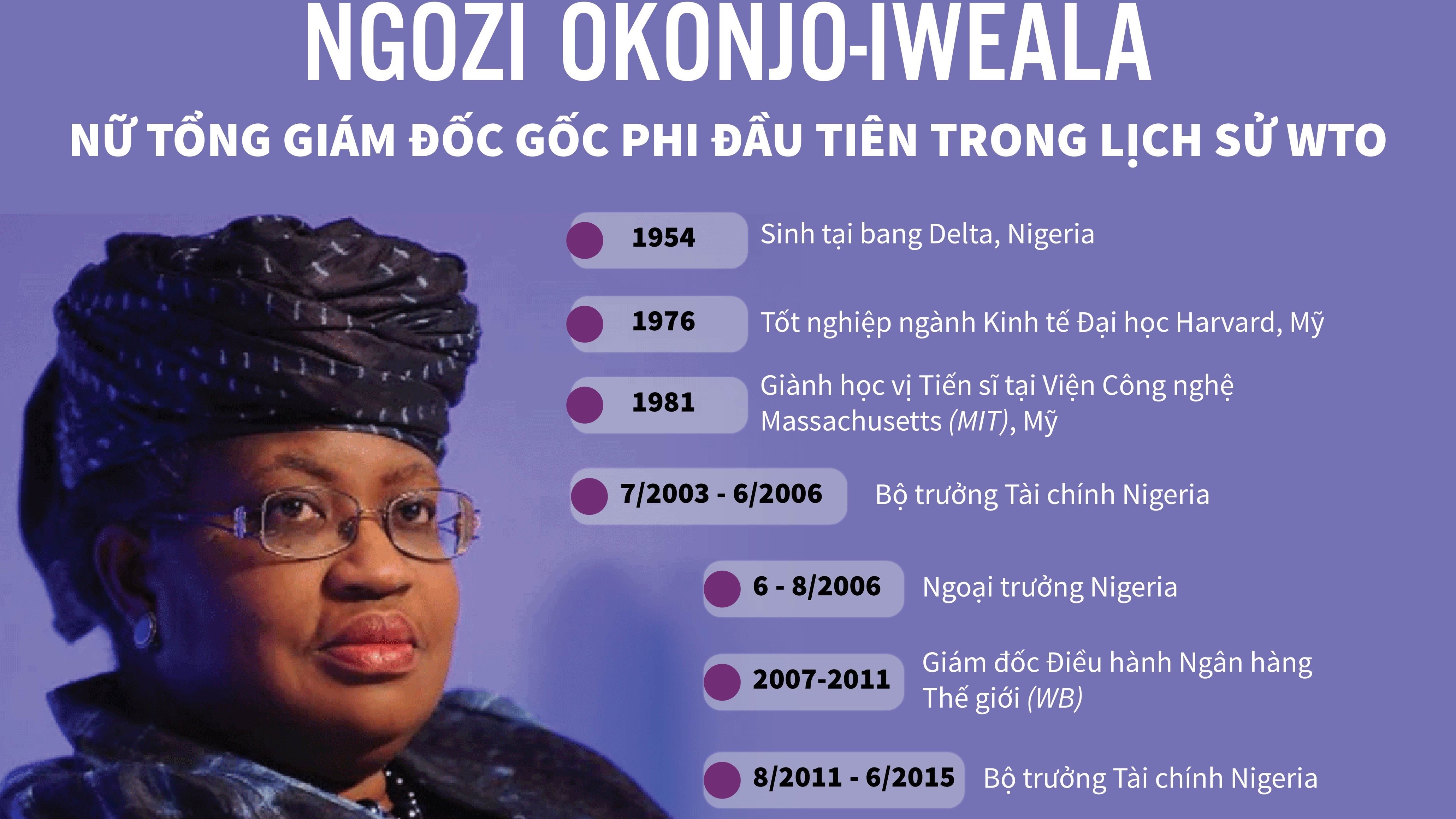 Infographics: Chân dung bà Ngozi Okonjo-Iweala - nữ Tổng giám đốc gốc Phi đầu tiên trong lịch sử WTO