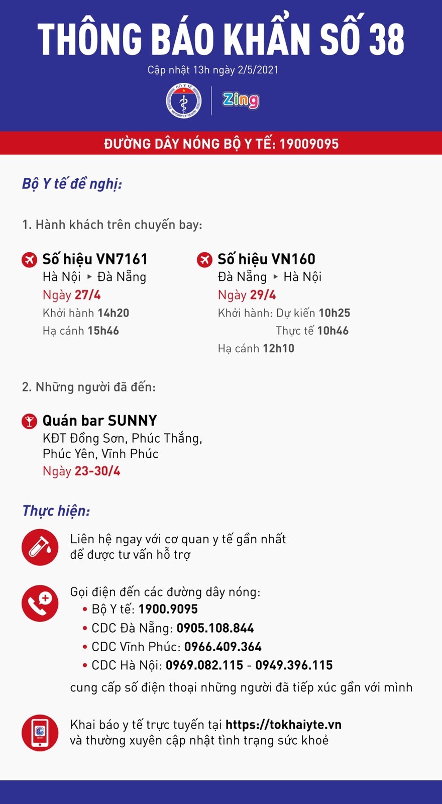 Bộ Y tế phát thông báo khẩn tìm người trên chuyến bay Hà Nội đi Đà Nẵng và chiều ngược lại Bộ Y tế phát thông báo khẩn tìm người trên chuyến bay Hà Nội đi Đà Nẵng và chiều ngược lại