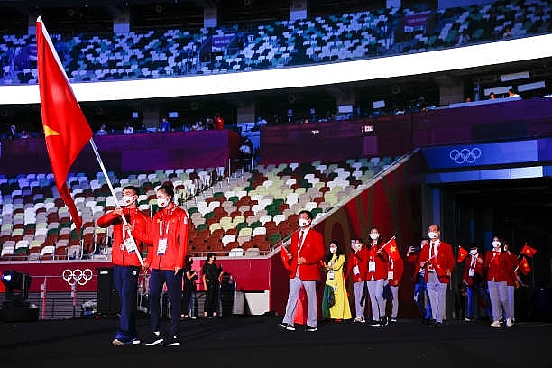 Hình ảnh đoàn thể thao Việt Nam tại lễ khai mạc Olympic Tokyo 2020 Hình ảnh đoàn thể thao Việt Nam tại lễ khai mạc Olympic Tokyo 2020