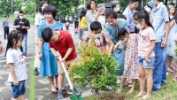 Hơn 300 con em cán bộ, nhân viên trồng cây, tìm hiểu về ngành Ngoại giao