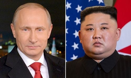 Tổng thống Nga Putin (trái) và lãnh đạo Triều Tiên Kim Jong-un. Ảnh: AFP. quan-he-trieu-tien-nga-se-phat-trien-vung-chac-manh-me-o-cap-do-cao-hon