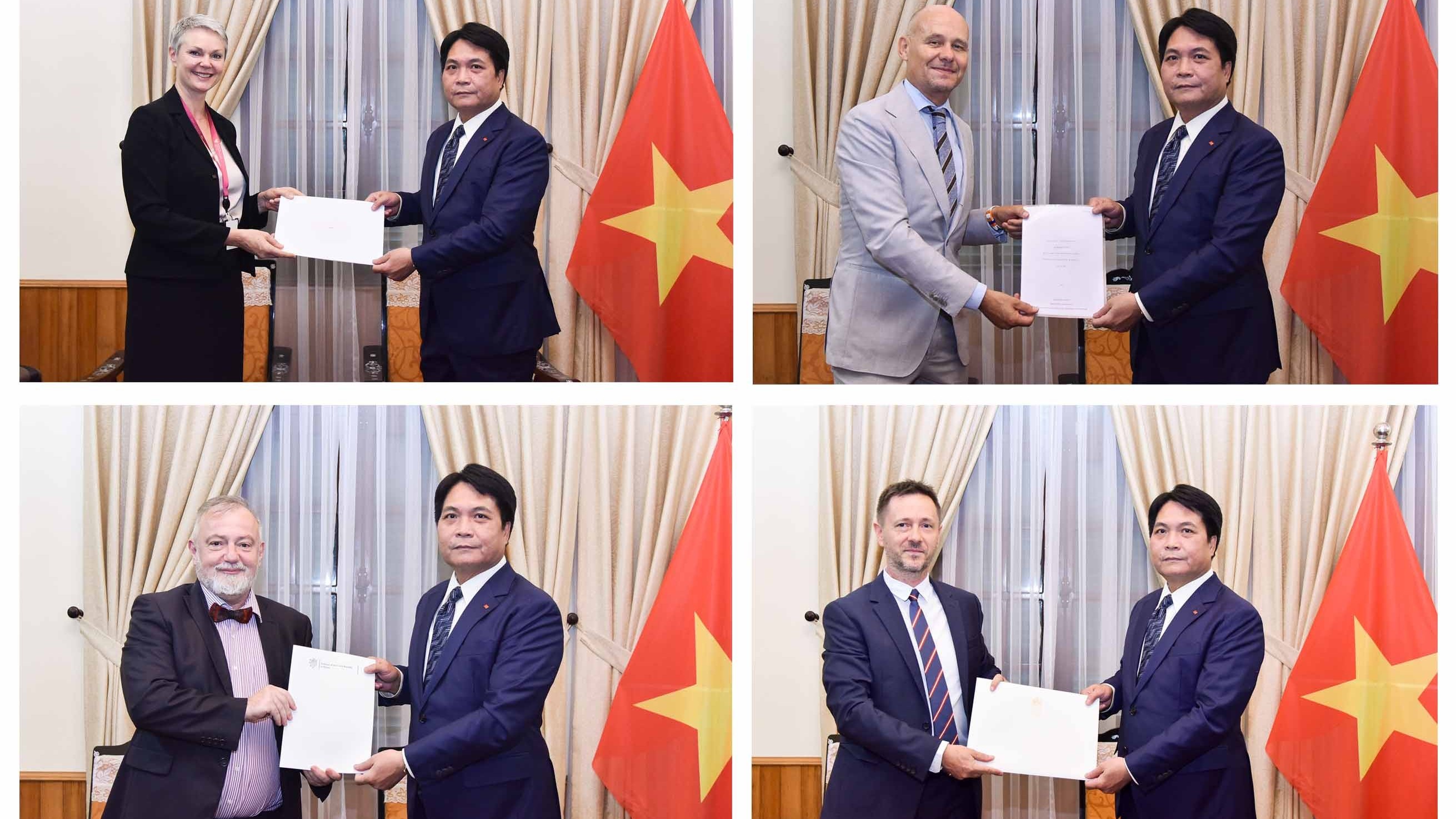 Cục trưởng Cục Lễ tân Nhà nước tiếp Đại sứ các nước châu Âu trao bản sao Ủy nhiệm thư