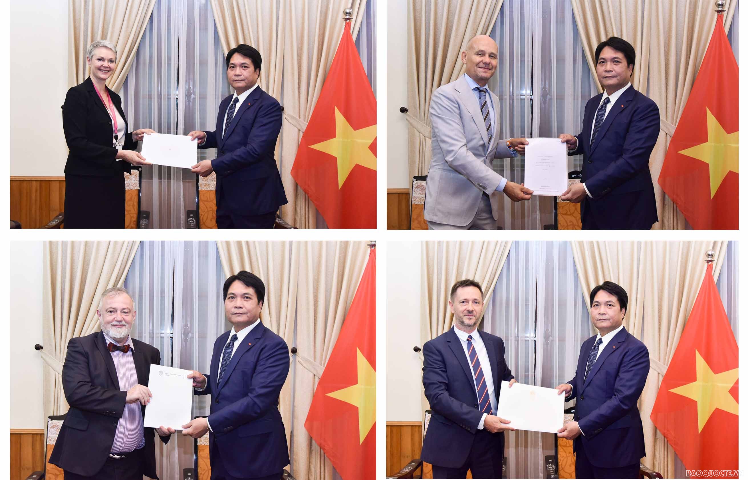 Cục trưởng Cục Lễ tân Nhà nước tiếp Đại sứ các nước châu Âu trao bản sao Ủy nhiệm thư