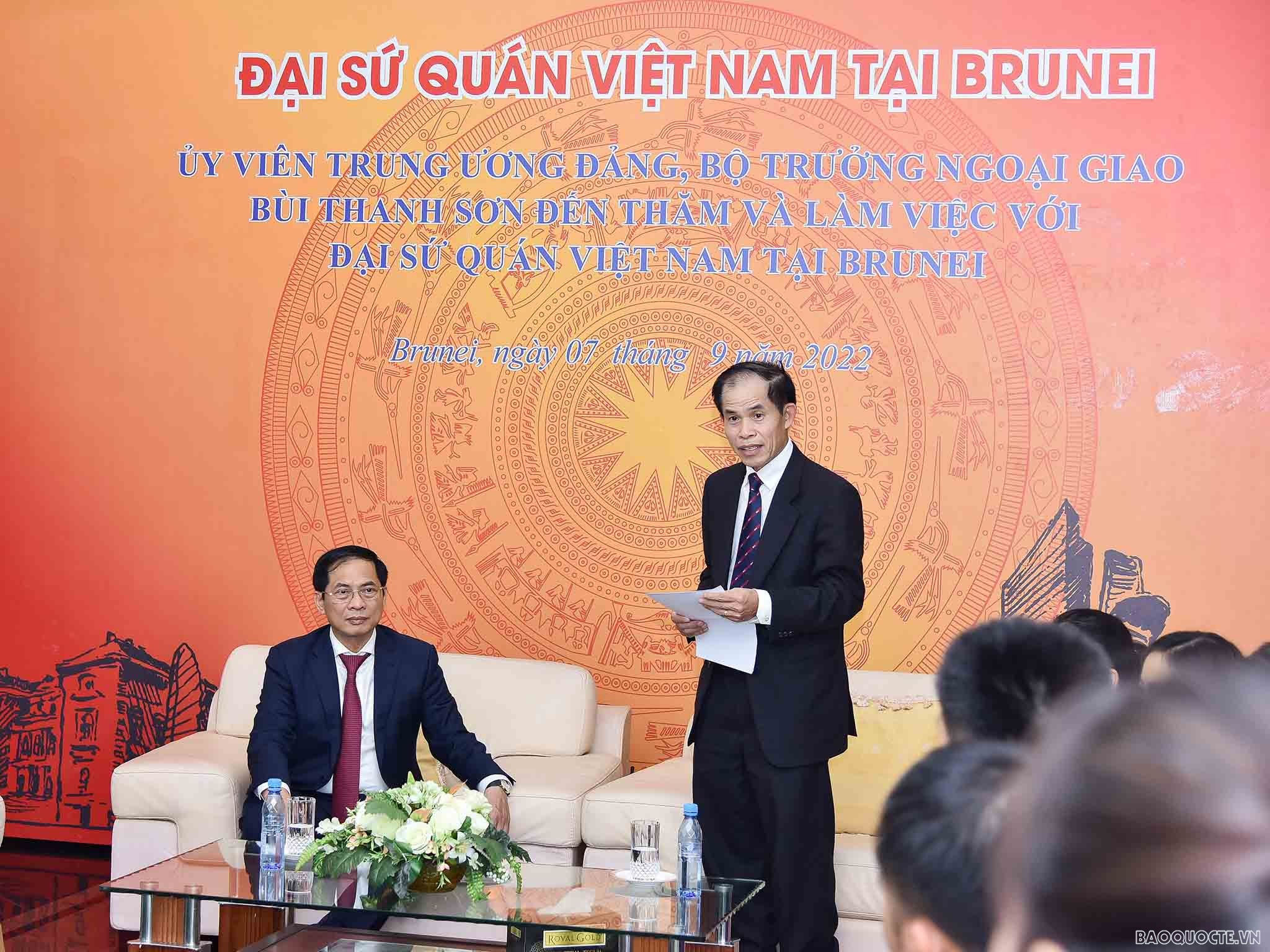 Bộ trưởng Ngoại giao Bùi Thanh Sơn thăm Đại sứ quán Việt Nam tại Brunei