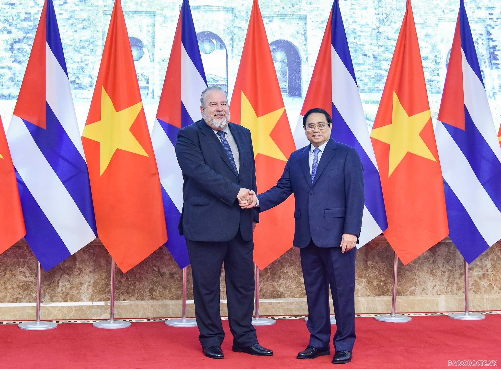 Lễ đón chính thức Thủ tướng Cuba Manuel Marrero Cruz tại Phủ Chủ tịch