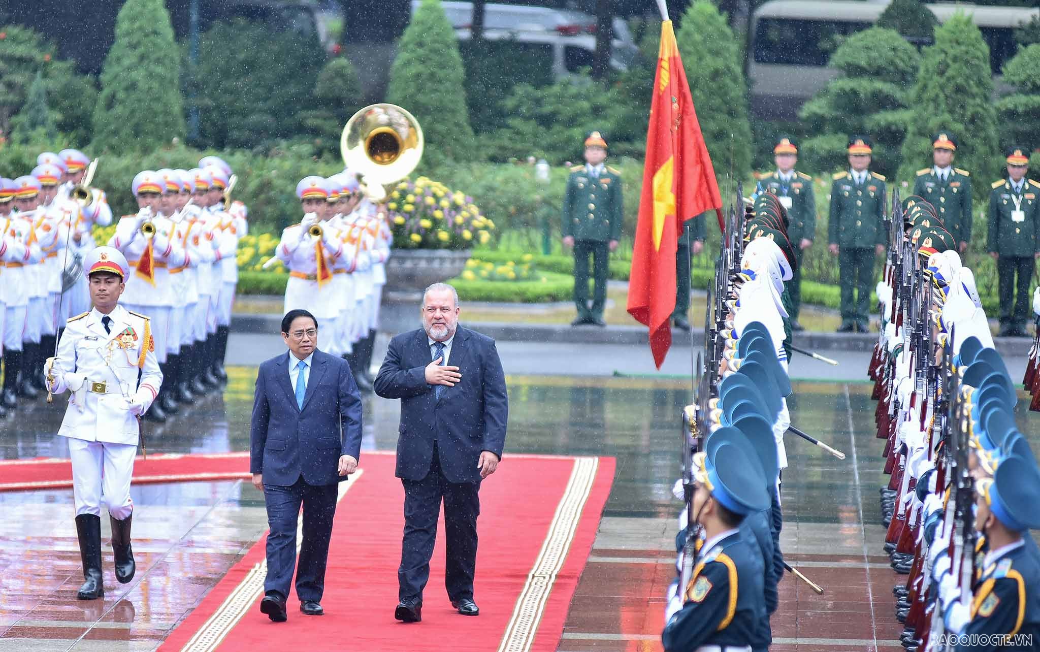 Lễ đón chính thức Thủ tướng Cuba Manuel Marrero Cruz tại Phủ Chủ tịch