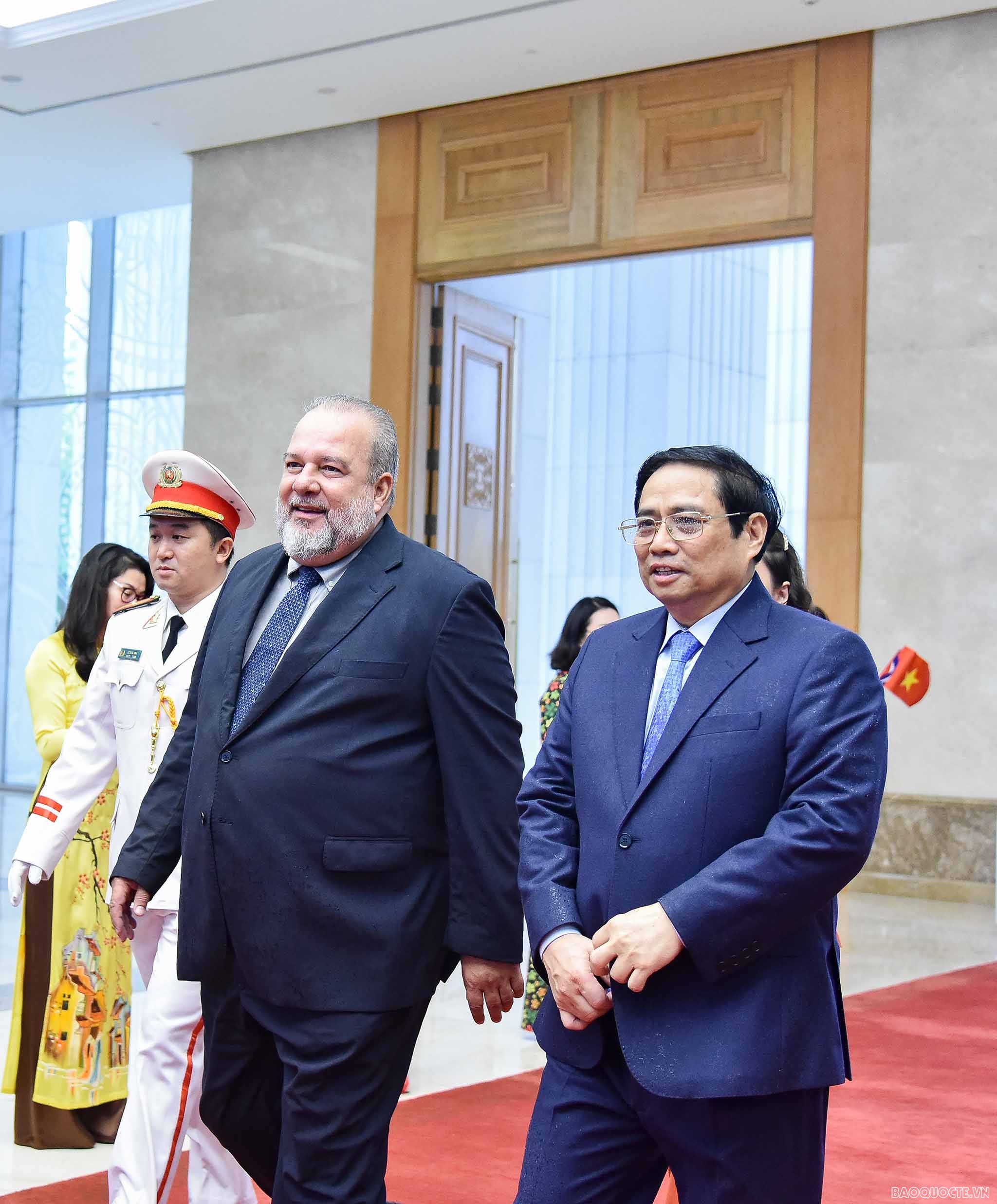 Lễ đón chính thức Thủ tướng Cuba Manuel Marrero Cruz tại Phủ Chủ tịch