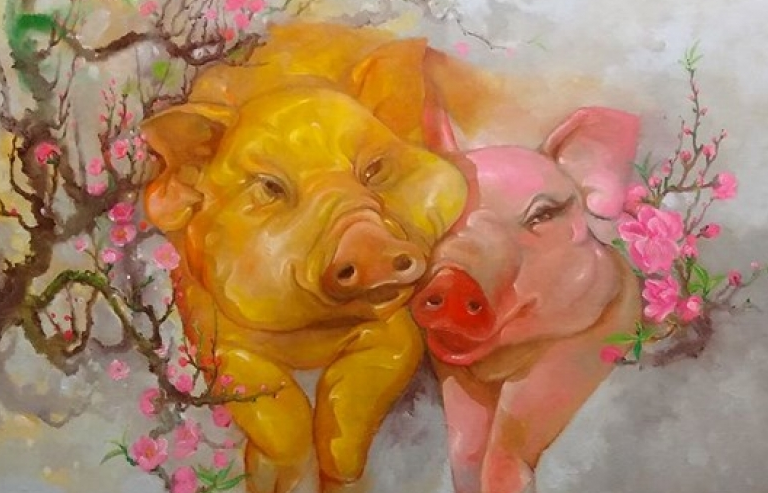 Triển lãm Tranh Tết Kỷ Hợi 2019: Những tạo hình lạ về con giáp của năm