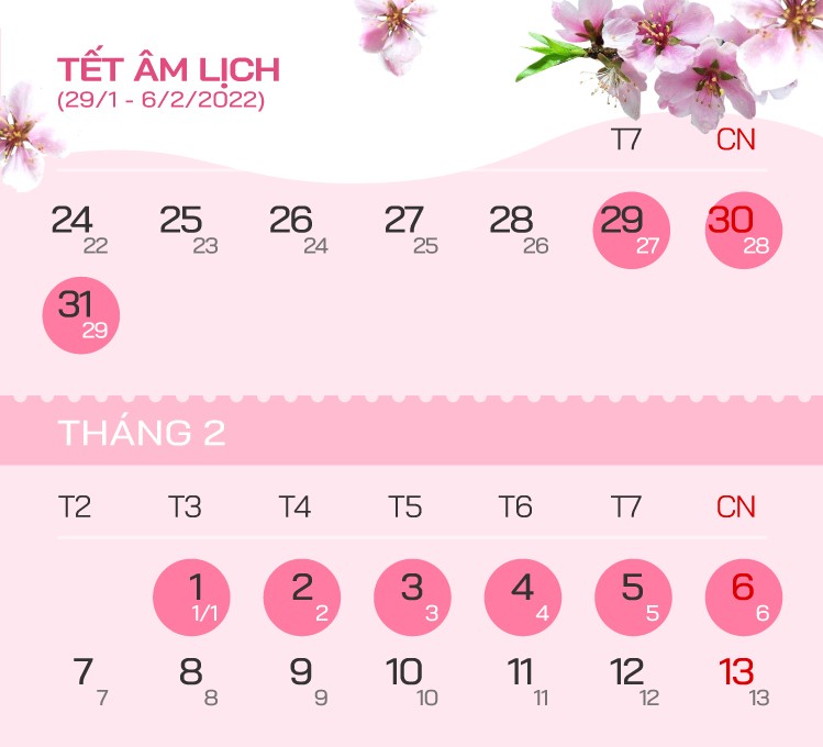 Nghỉ Tết 2022 kéo dài 9 ngày từ 29/1 đến 6/2. (Nguồn: Ngôi sao)