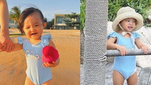 Con gái 2 nữ ca sĩ Đông Nhi và Hồ Ngọc Hà xinh yêu với đồ bơi