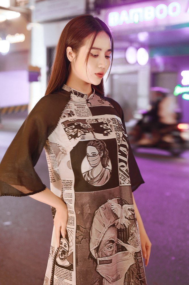 Hai diễn viên Thương ngày nắng về làm mẫu áo dài họa tiết tri ân y, bác sĩ