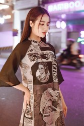 Hai diễn viên Thương ngày nắng về làm mẫu áo dài họa tiết tri ân y, bác sĩ