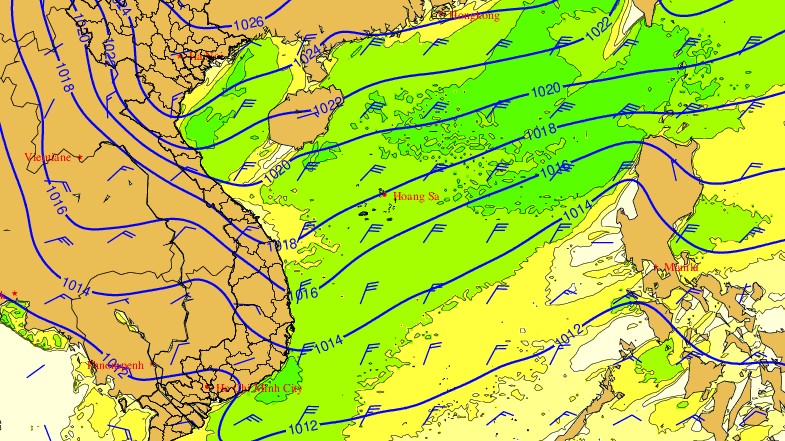 Ảnh hưởng của không khí lạnh, Bắc Bộ, Bắc Trung Bộ trời rét, cục bộ mưa rào, mưa to; Bắc Biển Đông gió giật cấp 8-9