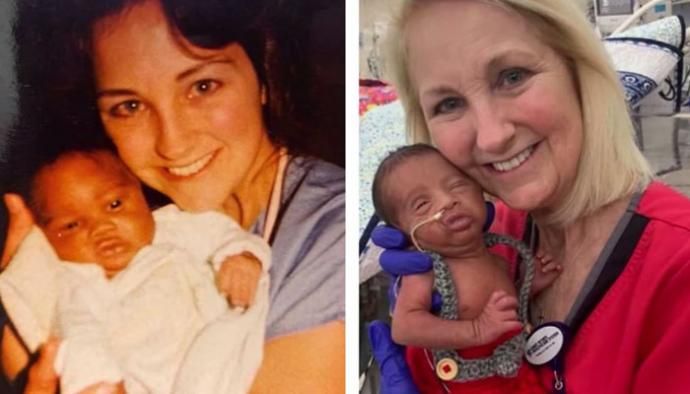 Hy hữu y tá chăm sóc cả cha và con chào đời cách nhau 30 năm