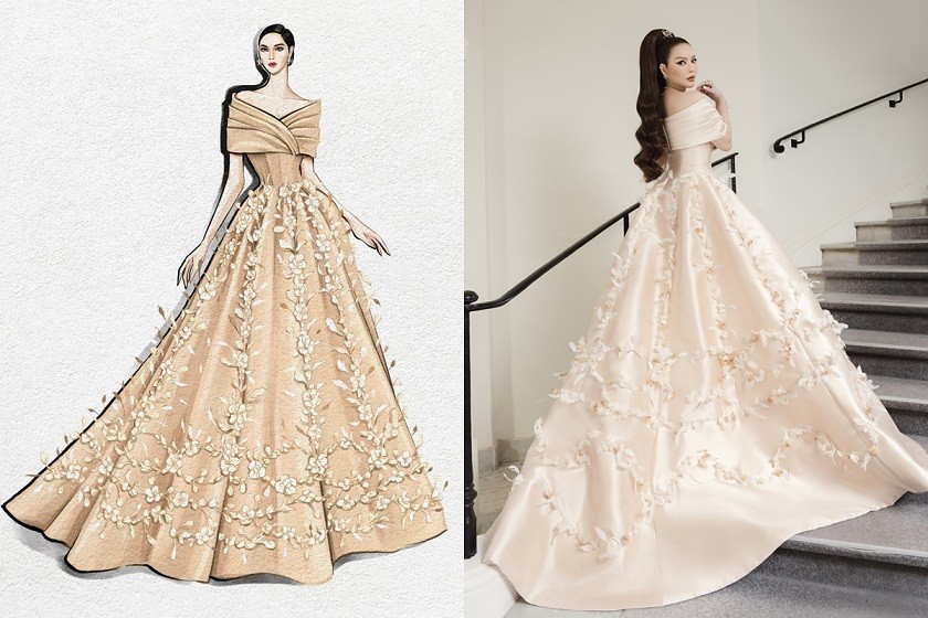 Cannes 2022: Bốn bộ đầm đẹp xuất sắc của Lý Nhã Kỳ từ bản vẽ đến thực tế