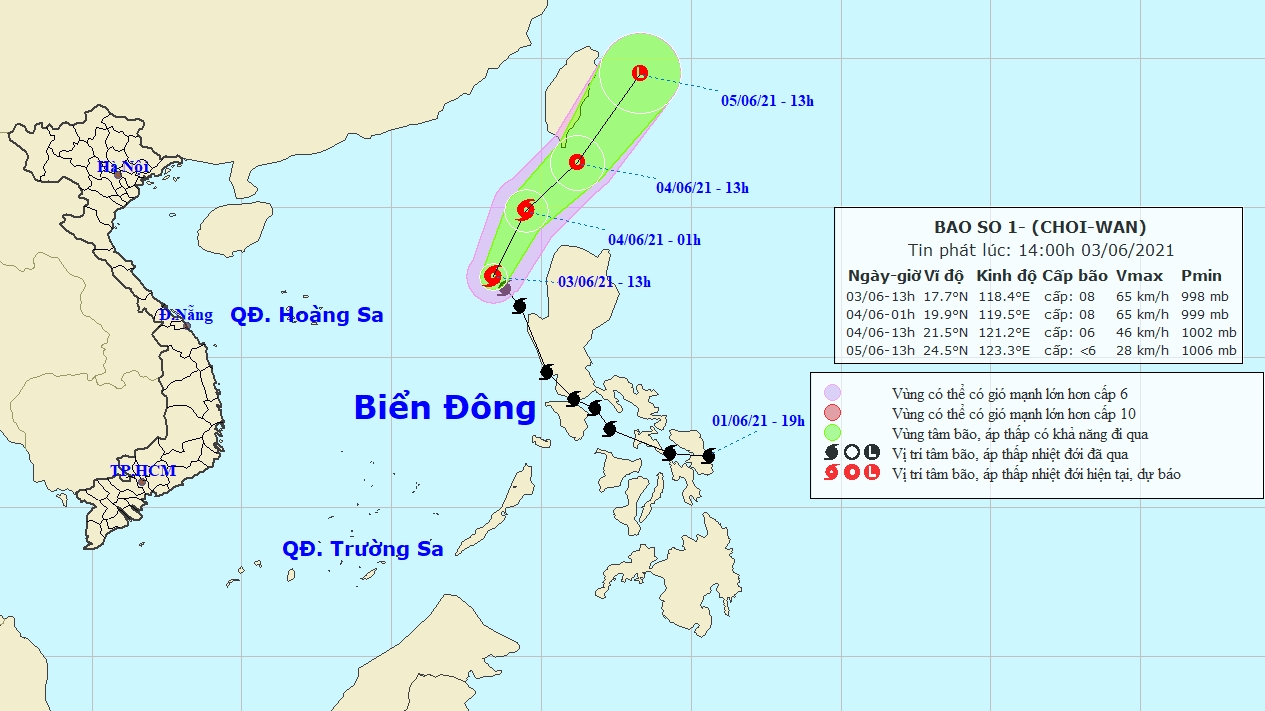 Cập nhật diễn biến cơn bão số 1: Vùng gần tâm bão đi qua gió cấp 8, giật cấp 10; Bắc Bộ cục bộ mưa rất to