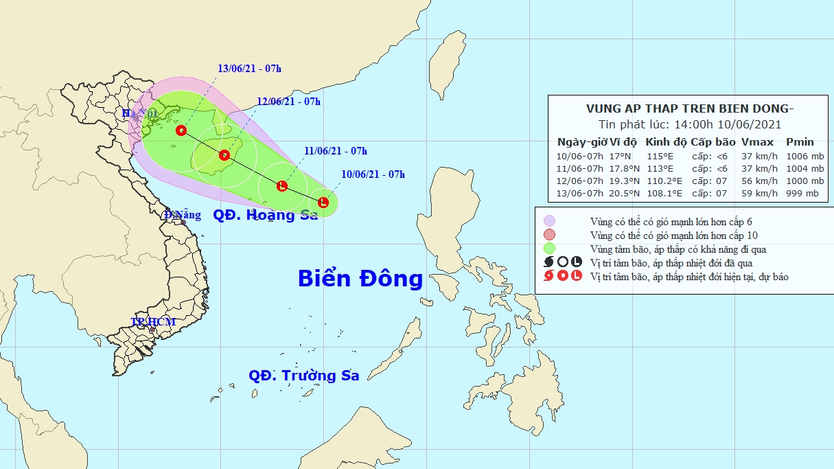 Xuất hiện vùng áp thấp mới phía Bắc Biển Đông, đang di chuyển hướng về Vịnh Bắc Bộ