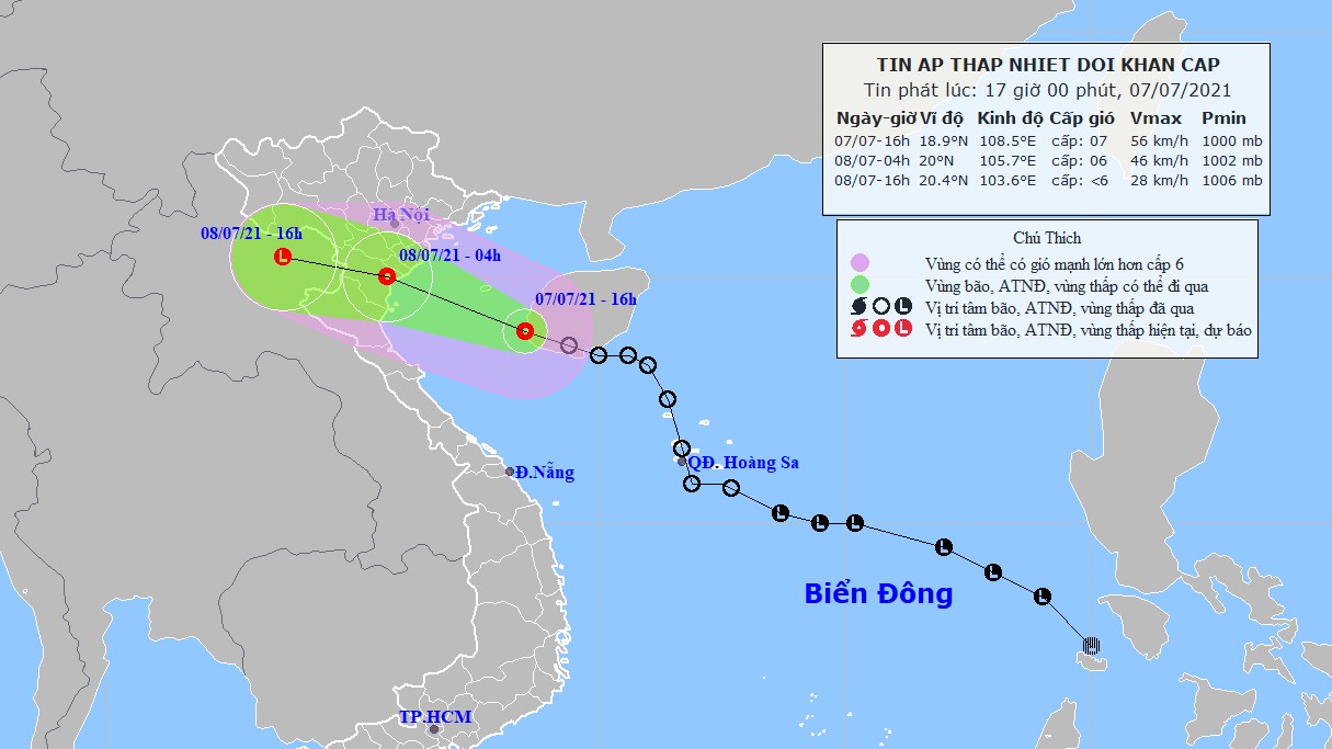 Áp thấp nhiệt đới mạnh, ảnh hưởng trực tiếp đến Bắc Bộ, Bắc Trung Bộ