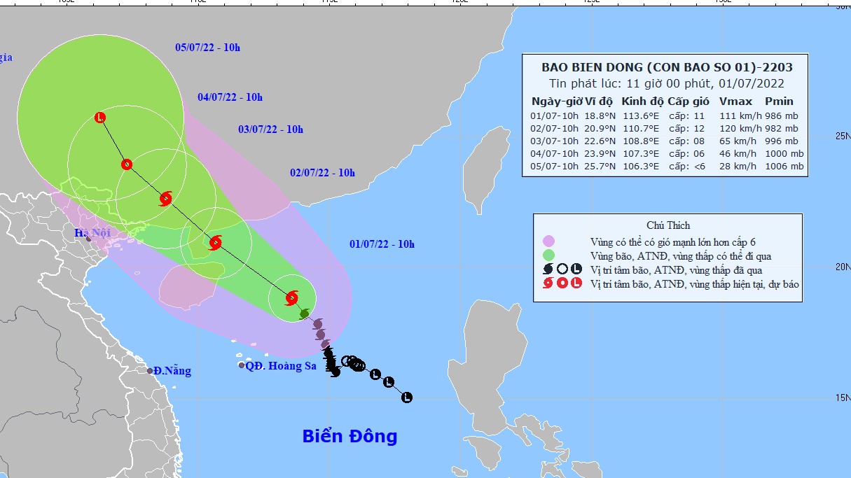 Cập nhật bão số 1: Chiều tối, đêm 2/7, Đông Bắc Bộ mưa to đến rất to; Bắc Biển Đông biển động dữ dội