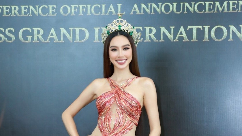 Hoa hậu Thùy Tiên xuất hiện cùng dàn người đẹp Việt tại họp báo Miss Grand International 2023