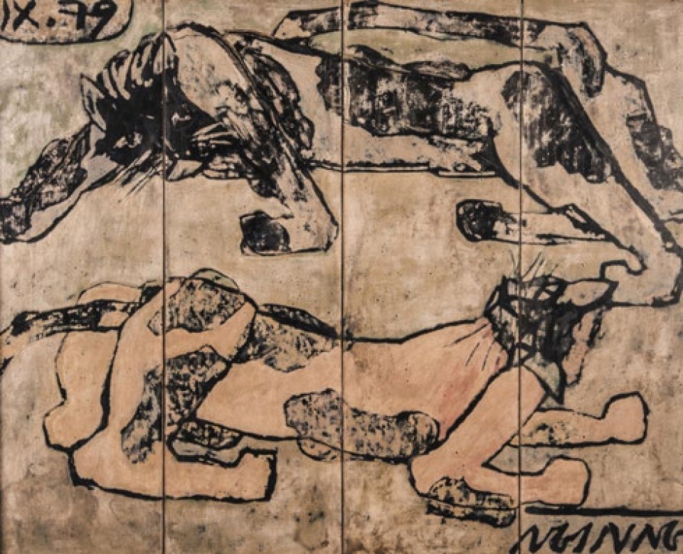 Tranh sơn mài “Mèo vờn nhau” đạt giá kỷ lục tranh son mai meo von nhau dat gia 101000 usd trong phien dau gia