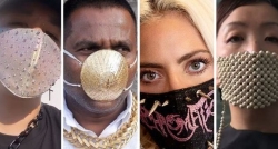 Giới giàu 'chơi trội' với khẩu trang dát vàng, đính kim cương giữa dịch Covid-19