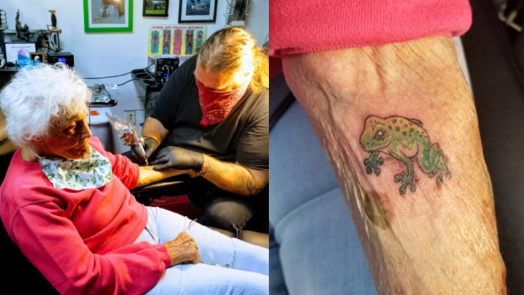 Ăn mừng sinh nhật kiểu Mỹ: Cụ bà 103 tuổi lần đầu xăm hình 'cực chất', dự định cưỡi mô tô phân khối lớn