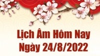 Lịch âm 24/8, âm lịch hôm nay Thứ Tư ngày 24/8/2022 chính xác nhất. Ngày âm hôm nay tốt hay xấu?