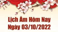 Lịch âm 3/10, âm lịch hôm nay Thứ Hai ngày 3/10/2022 là ngày tốt hay xấu? Lịch vạn niên 3/10/2022
