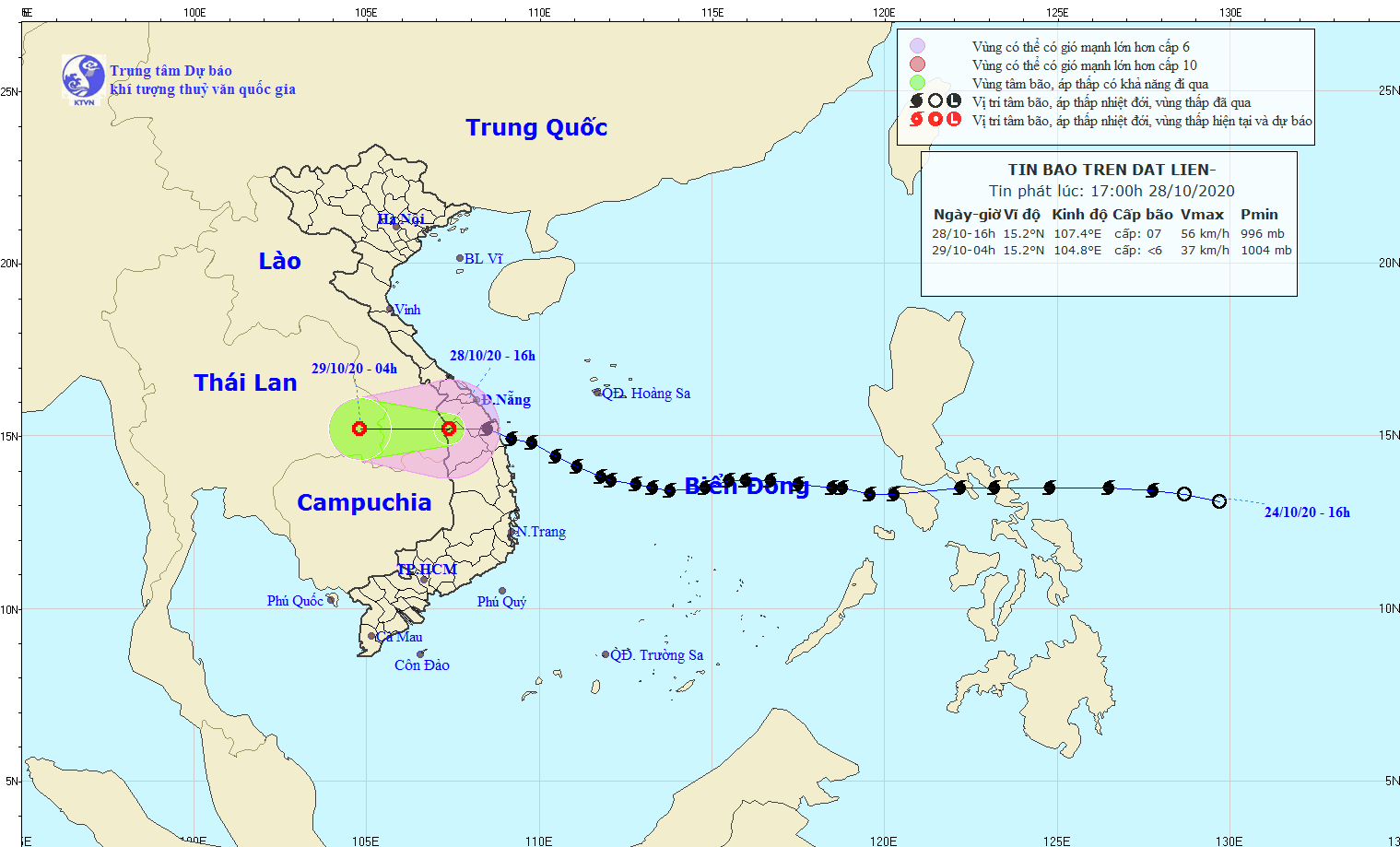 du bao thoi tiet tin ap thap nhiet doi tren dat lien suy yeu tu bao so 9