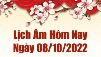 Lịch âm 8/10, âm lịch hôm nay Thứ Bảy ngày 8/10/2022 là ngày tốt hay xấu? Lịch vạn niên 8/10/2022