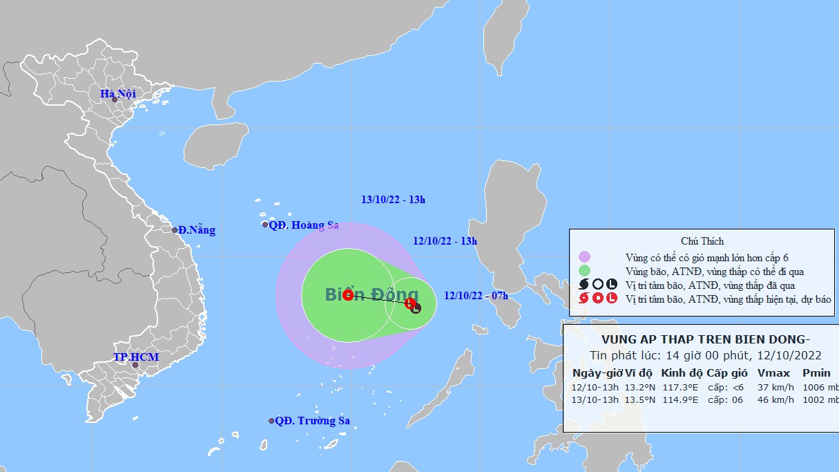 Tin về vùng áp thấp trên Biển Đông và cảnh báo mưa lớn ở Trung Trung Bộ, Nam Trung Bộ và Tây Nguyên