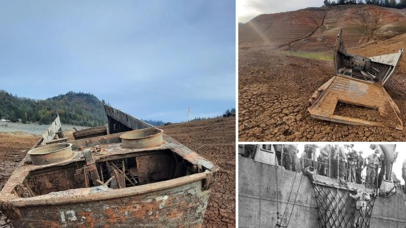 Mỹ: Hạn hán nghiêm trọng, lòng hồ trơ cạn lộ xác con tàu từ thời Thế chiến thứ 2