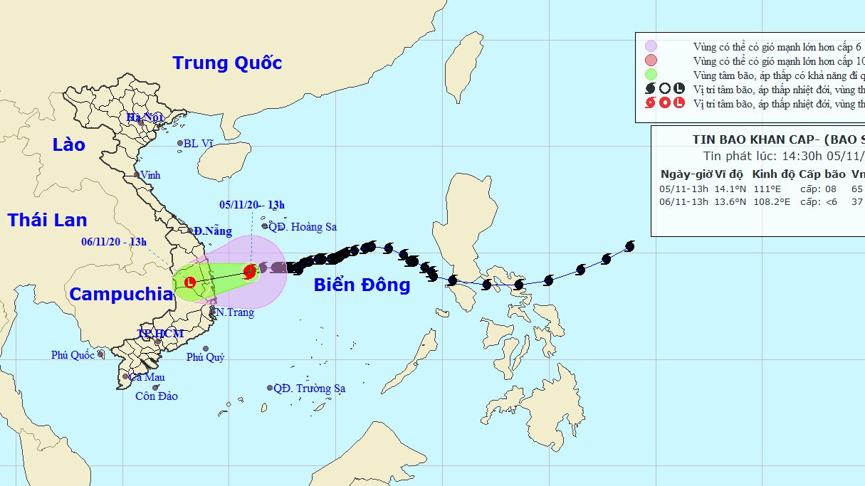 Dự báo thời tiết: Sức gió mạnh nhất vùng gần tâm bão số 10 mạnh cấp 8 (60-75km/giờ), giật cấp 10