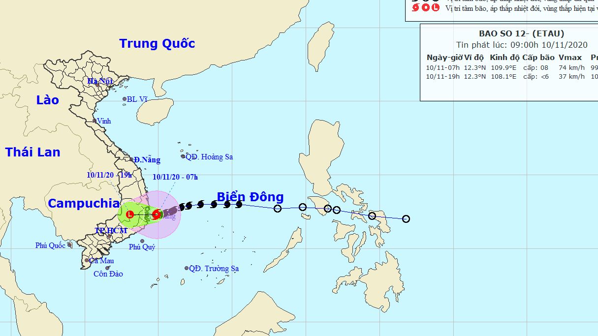 Dự báo thời tiết: Tin bão khẩn cấp, tối nay bão số 12 đổ bộ khu vực Tây Nguyên, gây mưa lớn khu vực miền Trung